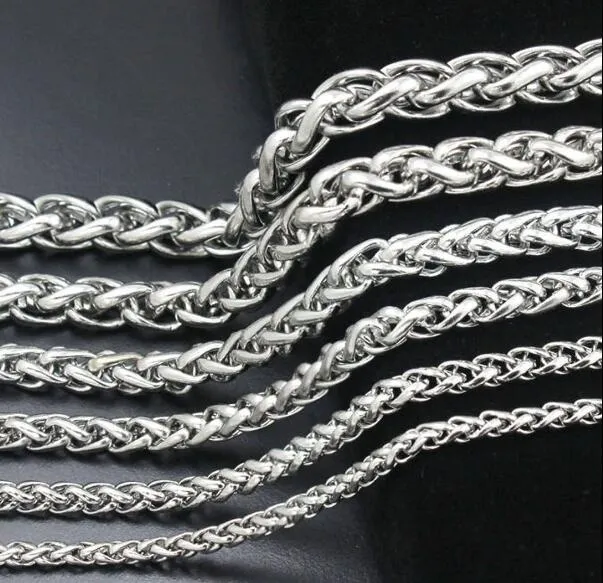 in bulk 10meter Jewelry Making Findings Stainless Steel Wheat Braid Chain 3mm 4mm 5mm 6mm Silver Wheat Spiga Rope Chain DIY Ma3200413