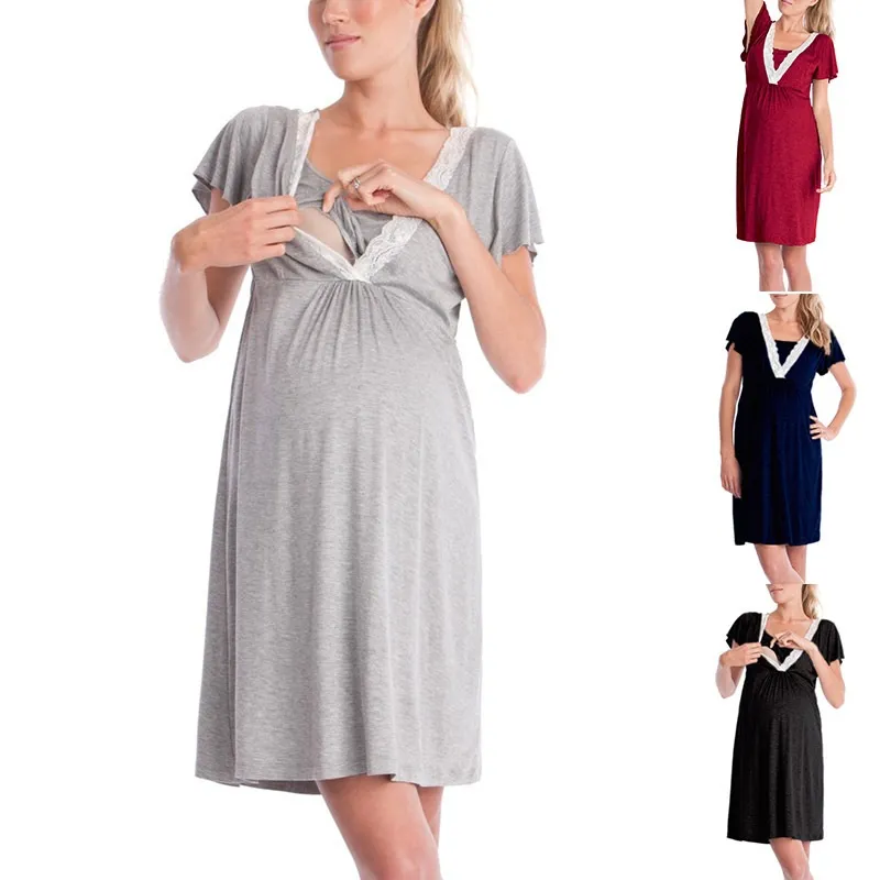 임신 간호 옷 임신 여성 수유 출산 드레스 모유 수유 임신 여름 드레스의 옷