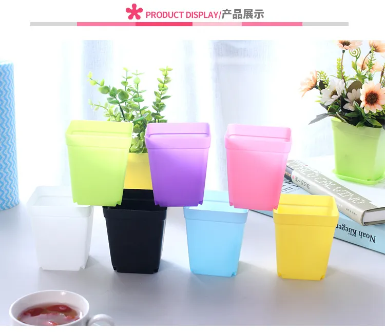 Mini vasi da fiori colorati Vasi da fiori in plastica Piante da tavolo in vaso Piante grasse vaso con vassoio quadrato colori caramelle fioriere giardino decorazioni per la casa