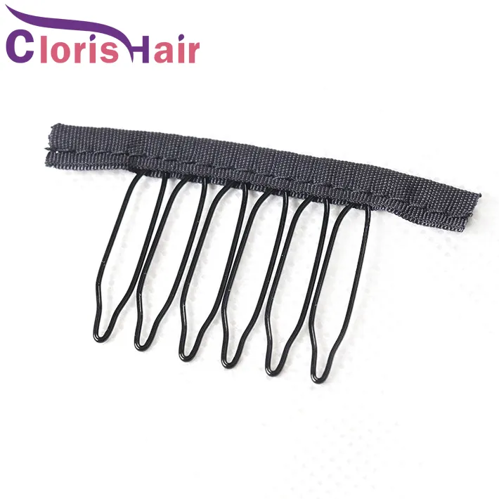 Paslanmaz çelik dantel peruk klipsleri 6 dişler polyester dayanıklı bez peruk saç parçaları için taraklar peruk aksesuarları saç uzatma araçları 13062933