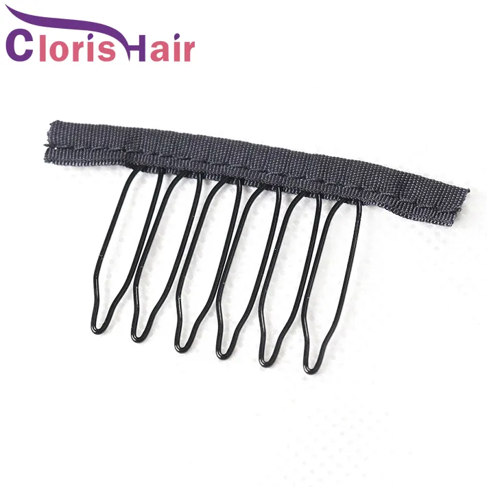 Clips de perruque de dentelle d'acier inoxydable 6 dents peignes de perruque de tissu durable de Polyester pour des casquettes de postiche accessoires de perruque outils d'extension de cheveux 16997572