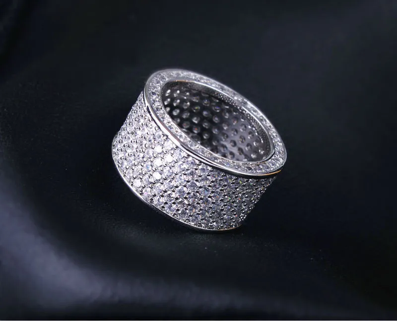 Choucong Lovers Pave Set Diamante 10KT Ouro Branco Cheio de Aliança de Noivado Aliança de Casamento Tamanho 5-11 Presente