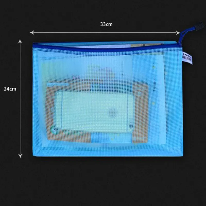 A4 Grille Transparent Document Sac PVC Fermeture Éclair Papeterie Poche Classement Produits Sac De Rangement Crayon Sacs expédition rapide F20173306
