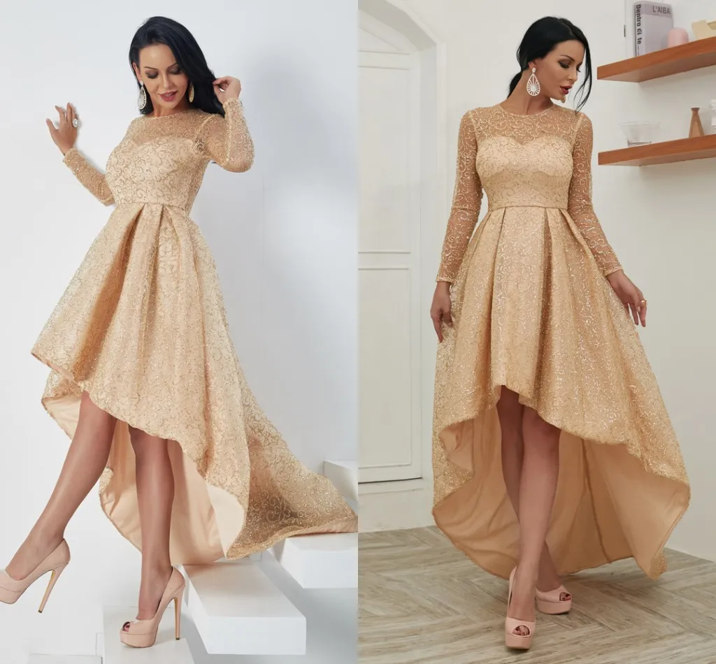 Gold hi low dress store