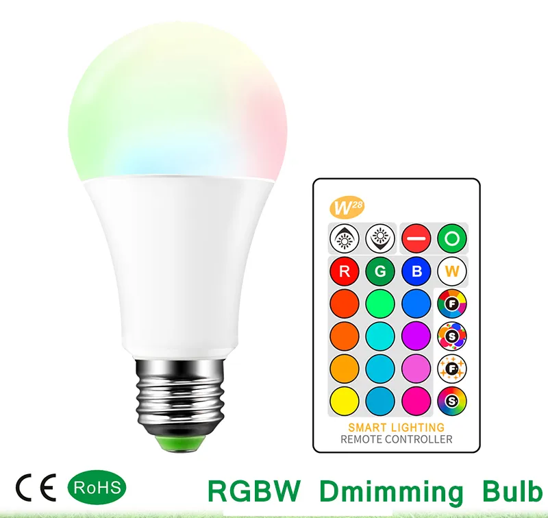 Dimable LED -lamp 3W 5W 10W B22 E27 LED -gloeilamp Hoogte Hicht helderheid 980lm Wit RGB -bol 220 270 Hoek met afstandsbediening