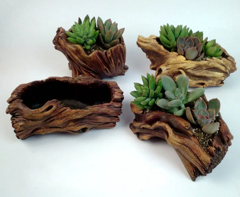 2018 nouveaux planteurs de fleurs en bois imitant créatifs pour les pots de fleurs en ciment bonsaï succulents 4350378