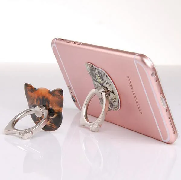 Cute Kitten Shape 360 ​​Roing Cat Finger Pierścień Telefon komórkowy Uchwyt na iPhone Samsung Huawei Xiaomi Wszystkie inteligentne telefony z detalicznym pudełkiem