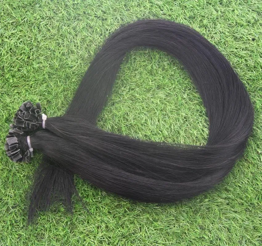 Queratina Em Linha Reta Jet Black Humano Cabelo V Extensões Do Cabelo Da Ponta 100 s Pré Ligado Queratina Cápsulas Do Cabelo