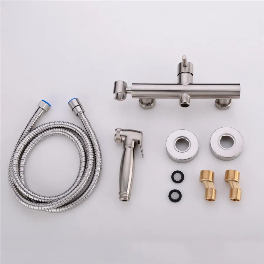 Messing Nickel Toilette Bidet Spray Cold Mixer Ventil mit Schlauch Handheld Bidet Tragbares Hand Bidet Dusch Set1385714