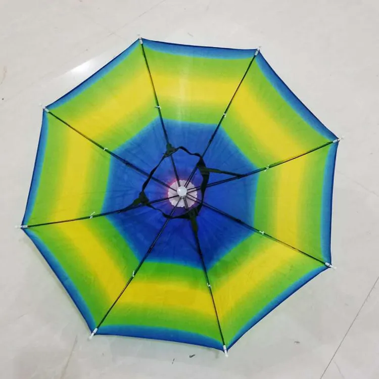 Nieuw product Handige regenboogparapluhoed Zonnescherm Kamperen Vissen Wandelen Festivals Outdoor Brolly Kinderhoeden