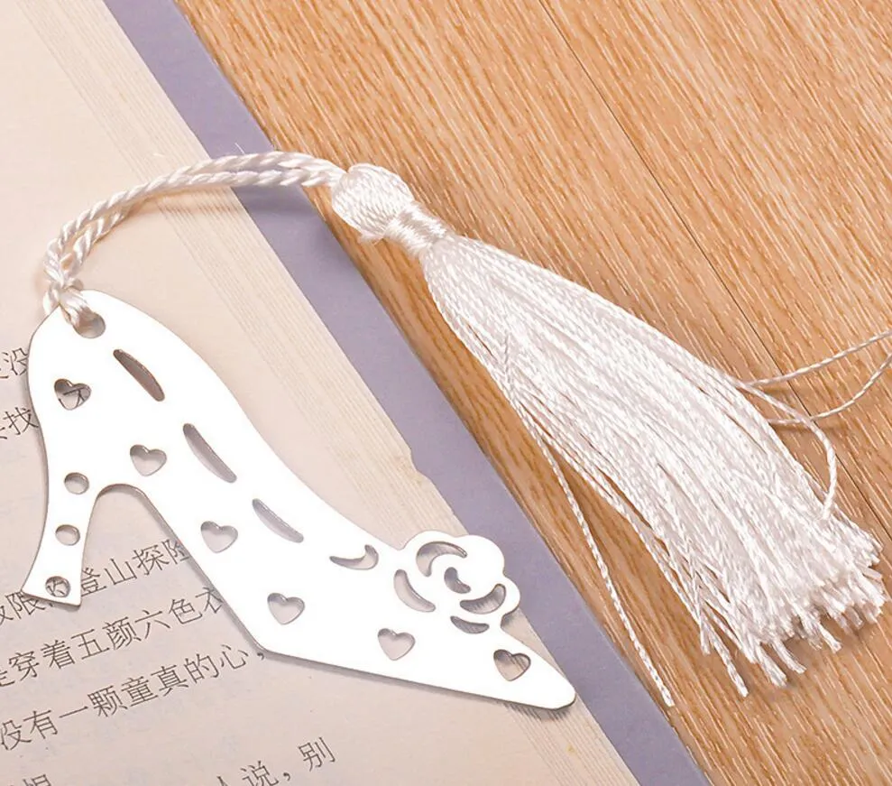 Silver Stainless Steel High-heel Shoes Bookmark For Wedding Baby Shower Party Birthday Favor Gift CS005