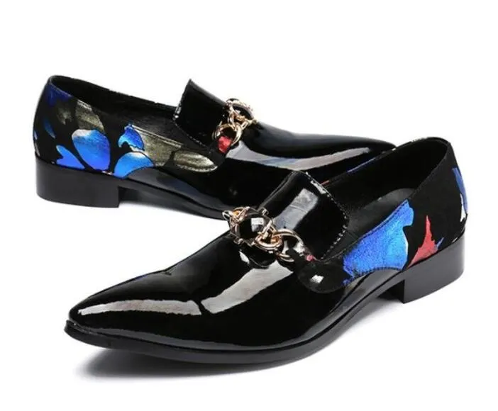 Men Shoes Luxury Zobairou Brand Patent Genuine Leather Crocodile Dress