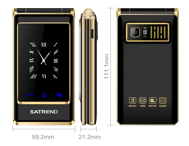 Luxury Flip 3.0 inch Double touch Screen Cell Phones Dual SIM Card MP3 MP4 FM vibrate senior mobile phone for old people