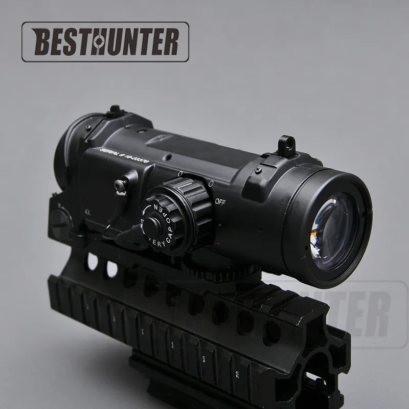 Tactical Rifle Scope Quick Detachable 1X-4X Adjustable Dual Role Sight Red and Green Optic Hunting Scope