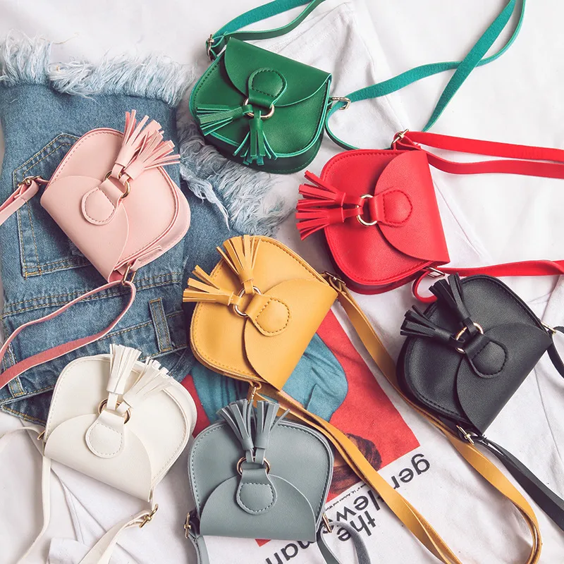 7色の赤ちゃんガールバッグ韓国風PUタッセルバッグ子供ファッションメッセンジャーバッグカジュアル女性ミニショルダーバッグ財布Z11