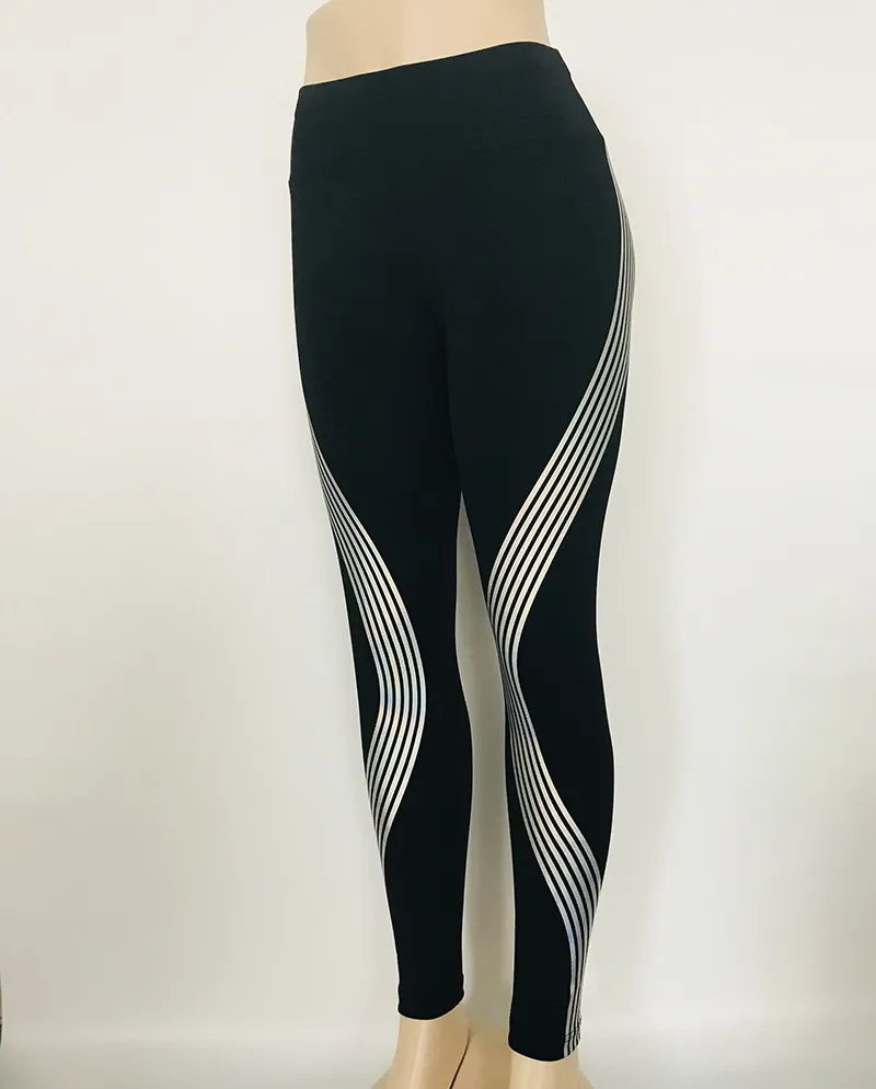 Reflective Glow In The Dark Leggings And Black Yoga Pants With Stripes For  Women Perfect For Fitness, Yoga, And Sports From S74r, $6.84