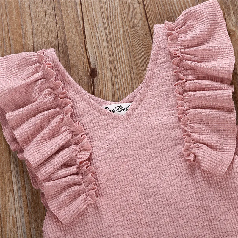 2018 Boutique Baby Kläder Barnbarn Flickor Ruffles Jumpsuit Overaller Lite Tjejer Kläder One-Pieces Outfit Spädbarn Toddler Girls Kläder