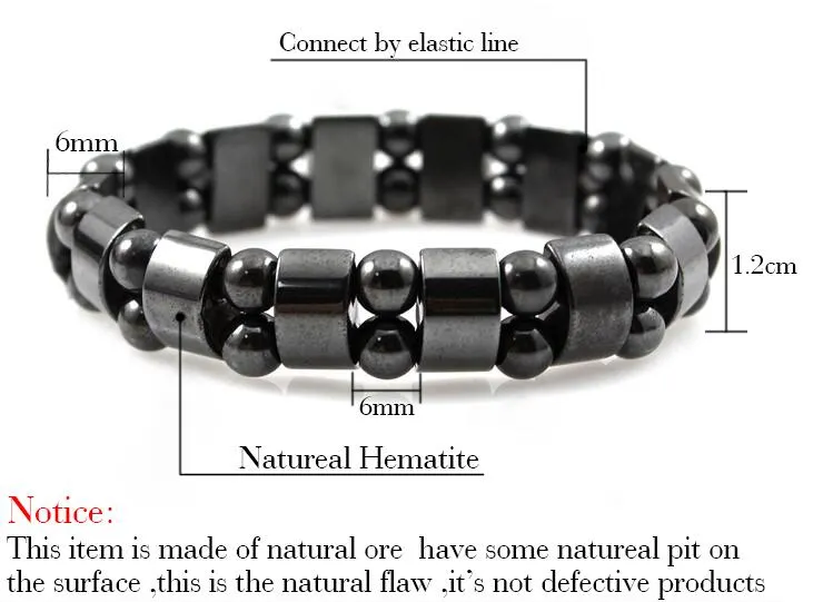 Vendita al dettaglio gratuita 2 pz Nuovo arrivo Ematite magnetica Moda Dolore Ematite Pietra Terapia Assistenza sanitaria Magnete Ematite Perline Bracciale Gioielli da uomo