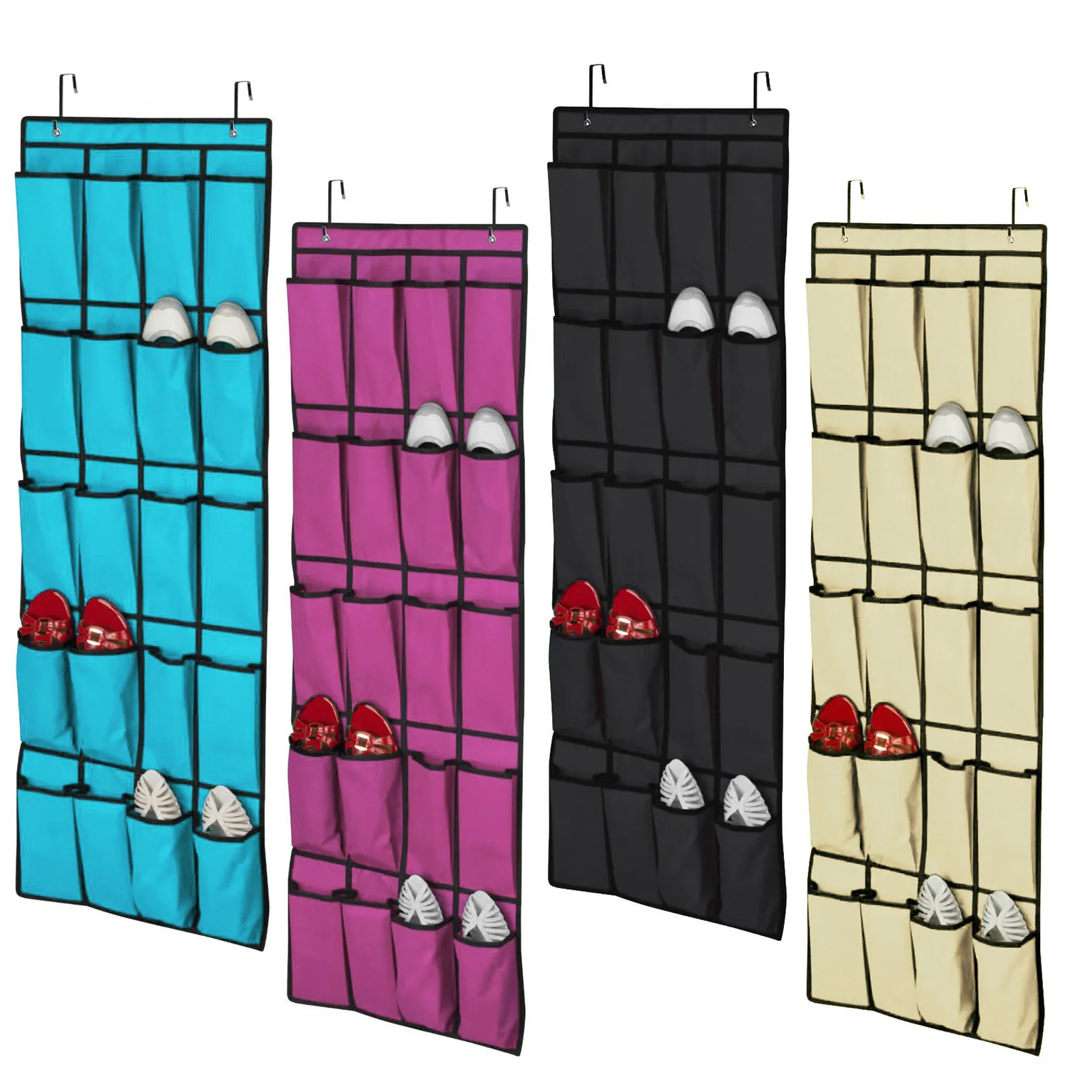Heet verkoop 20 zak niet-geweven stof over de deur schoen organizer ruimte saver rack opknoping opslag hanger
