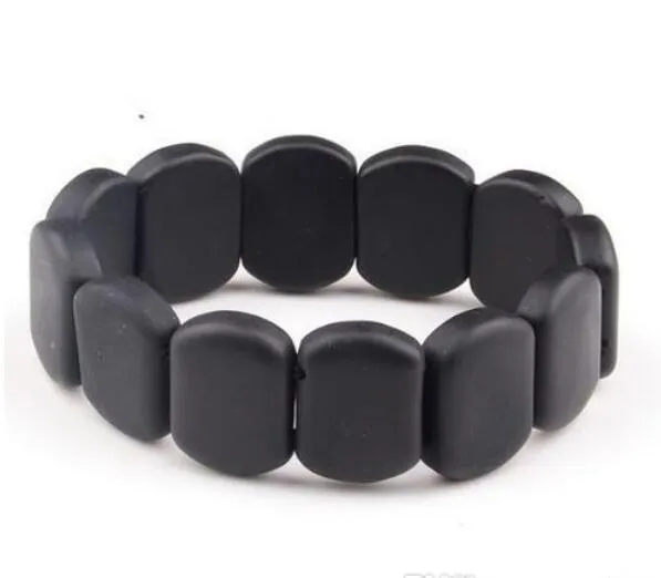 Partihandel - Naturlig Bian Stone Armband Svart 10-14mm Pärlor Bian Beaded Armband Kvinnor Män Hälsa Stenbehandling för att förbättra sjukdomen