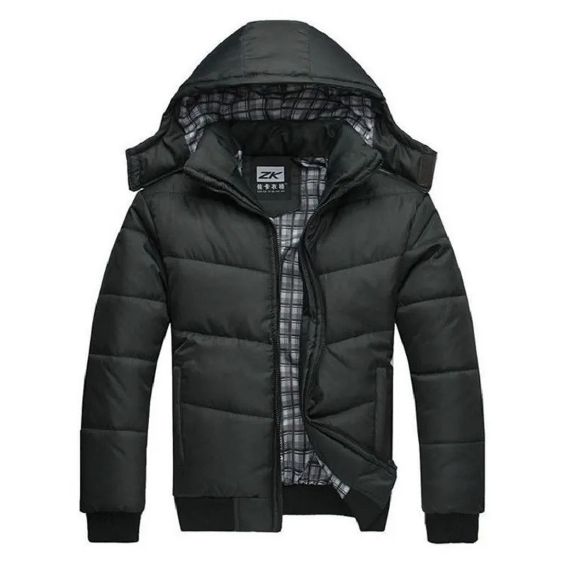 veste d'hiver hommes matelassé noir puffer manteau chaud mode homme pardessus parka outwear polyester rembourré à capuche manteau d'hiver