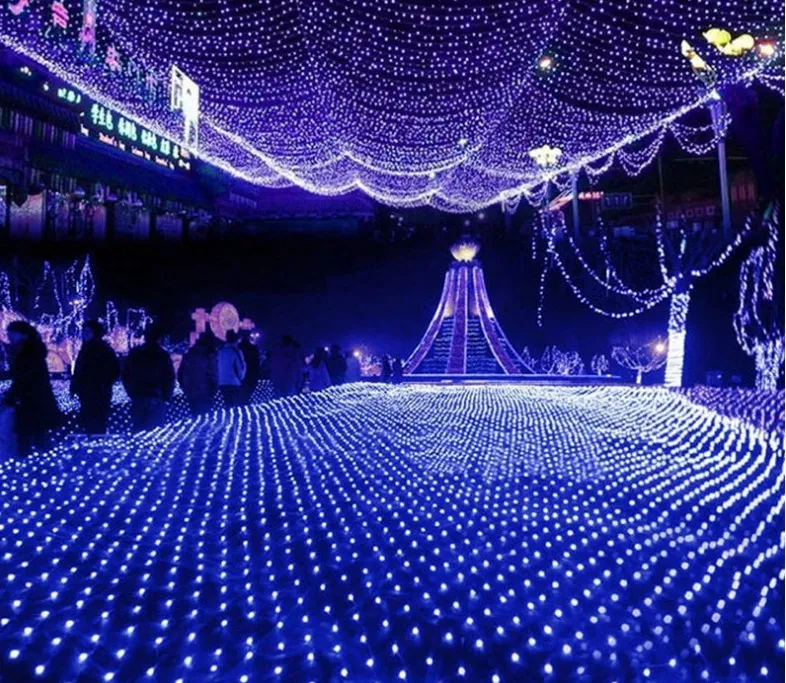 8 meter * 10 LED-strängar, fiske nettlampa, jul utomhus vattentät ris ledd full himmel stjärna bröllop dekorera