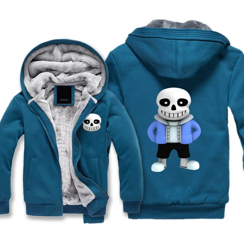 Undertale Kostüme Dicke Hoodies Erwachsener Velvet Baseball Sweatshirts Sans Männer Winterjacke Hutmantel Mantel