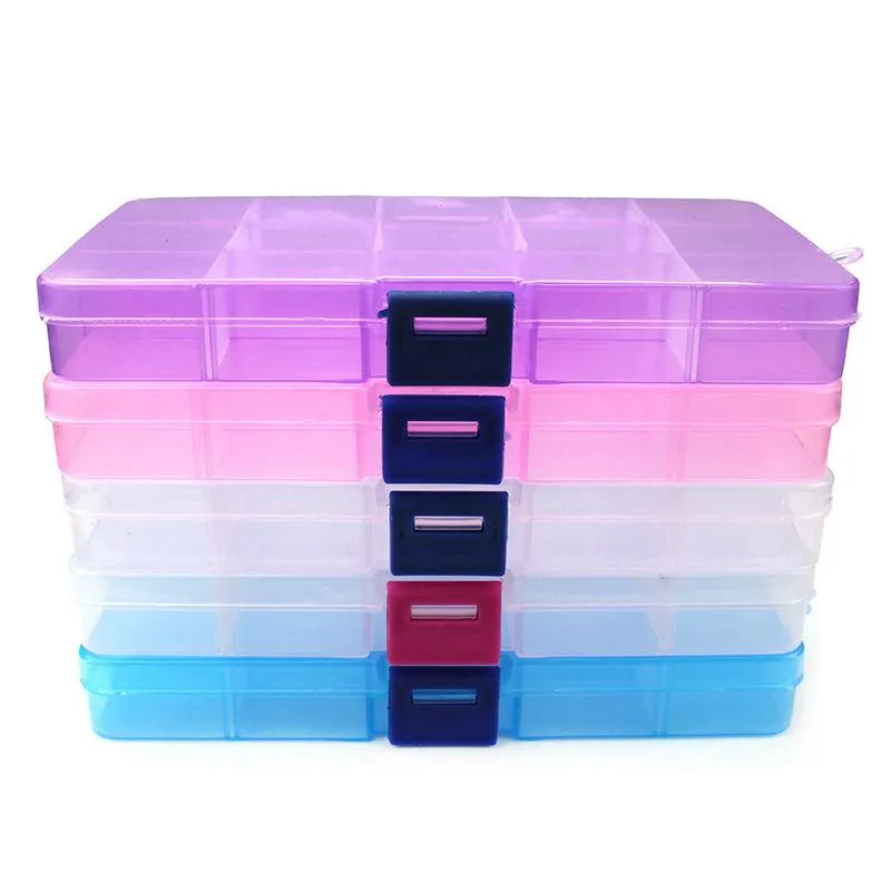 Clear Plastic Jewellery Storage Box Plastic 15 Compartments For