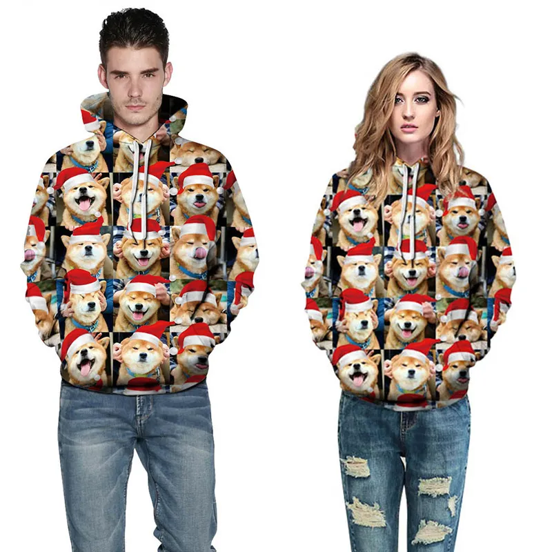 Harajuku Black cat Christmas 3D Digital Print Streetwear mens Sweater Hip Hop Women Pull Christmas Sweater Couple SD04