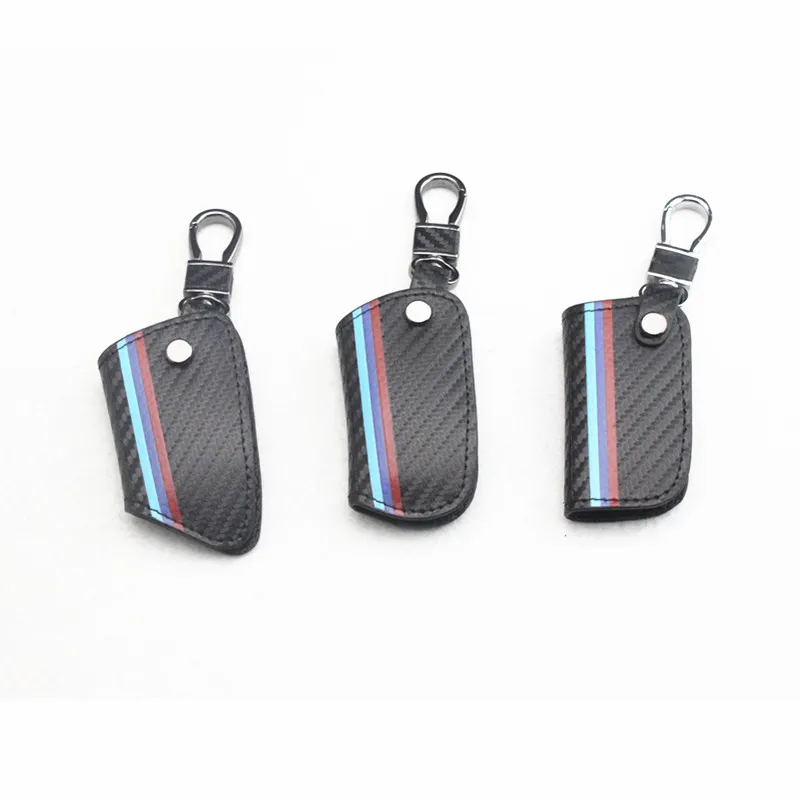 1 stks Carbon Fiber Lederen Smart Remote Key Case Cover Holder Sleutelhanger Afdekking Afstandsbediening voor BMW 1 3 5 6 7 Serie X1 x3 x4 x5 x6