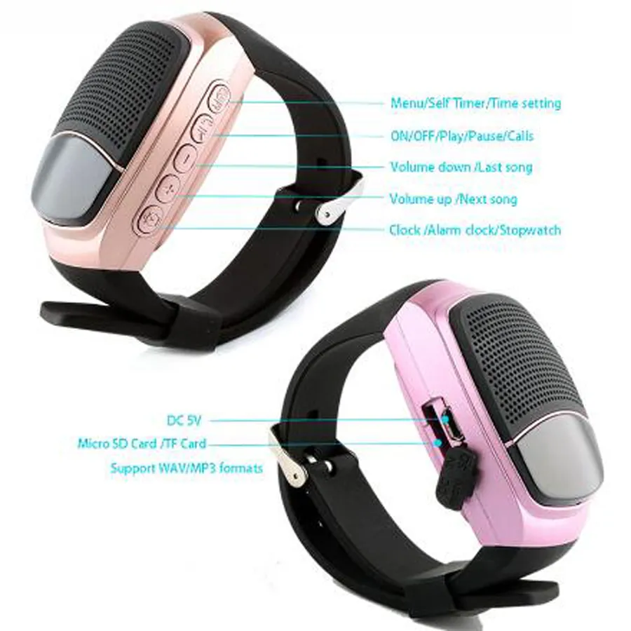 B90 montre intelligente haut-parleur Portable mains libres appel TF carte FM Radio sans fil Sport Bluetooth haut-parleurs Bracelet