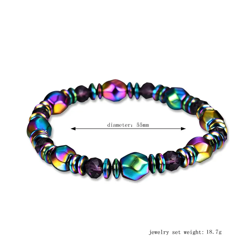 Rainbow Hematyt Hematyt Zroszony Strands Bransoletka Dla Mężczyzn Kobiety Władza Zdrowe Bransoletki Nadgarstek Moda Biżuteria Prezent 162545