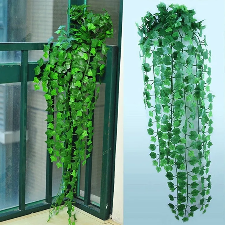 120mHome Wall Decor Artificial Silk Plastic Ivy Vine Hanging Plant Garlands Craft Supplies For Xmas Wedding Festival Decor