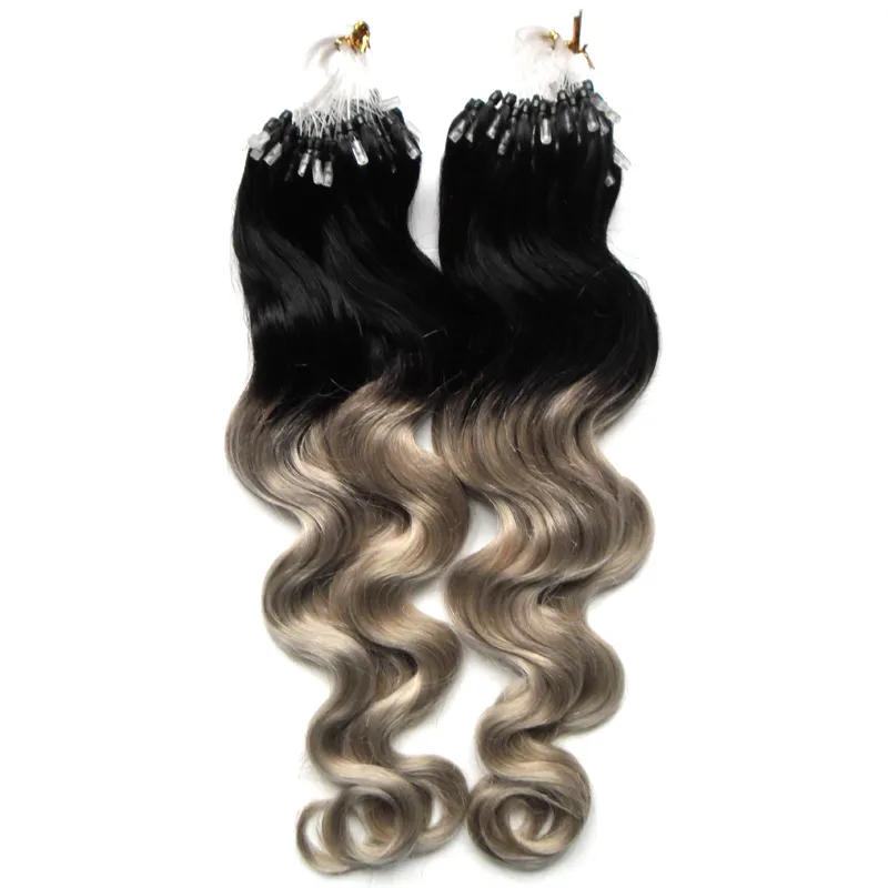 Body Wave Ombre Color Micro Ring Hair Extensions 1g/strand 200g Micro Loop Hair Extensions Human Micro Link Human Hair Extensions