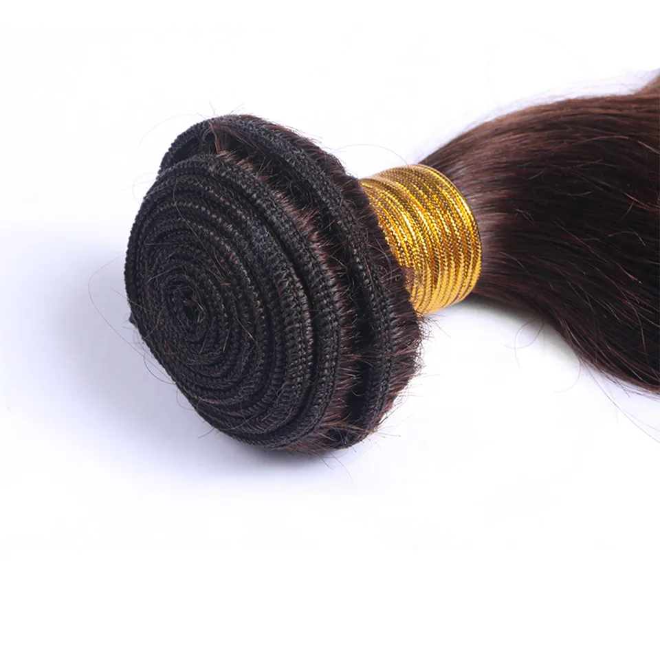 Peruvian Ombre Hair Extension 2トーン4/30＃ボディーウェーブブラウン人間の髪織り4束卸売色のペルーのブロンドの髪