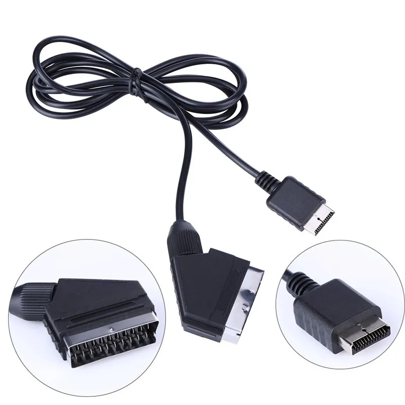 1,8m RGB SCART AV Kabel-TV-utbytesanslutning Kablar för PlayStation PS1 PS2 PS3 PAL / NTSC Consoles DHL FedEx Free Ship