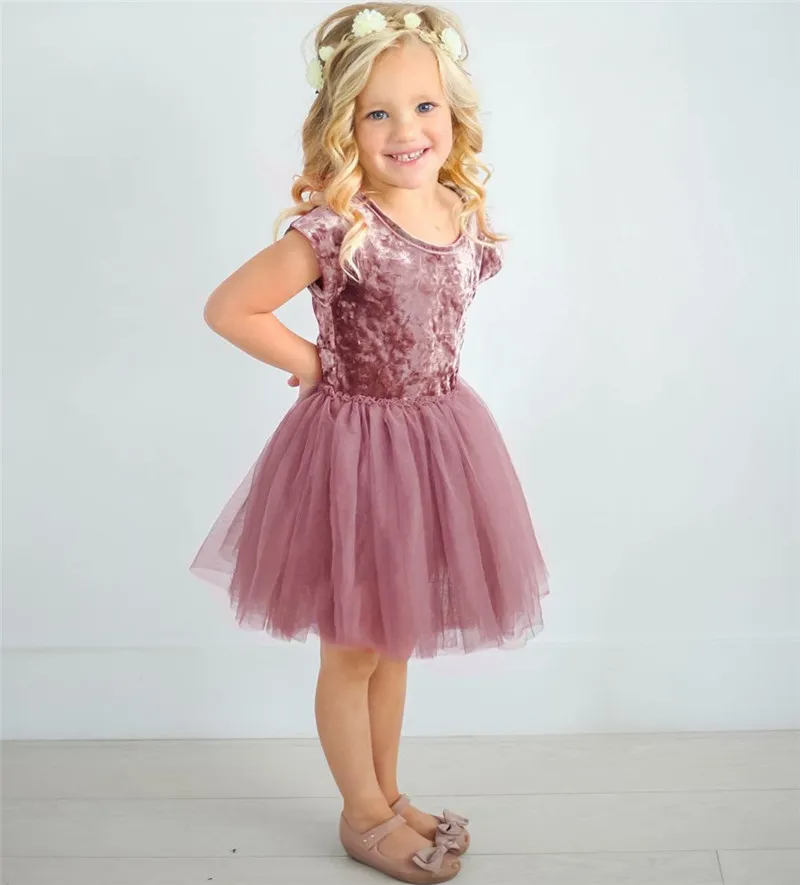 Baby Girl Dress 2018 Nowe Toddler Dziewczyny Koronki Księżniczka Złoty Aksamit Solid Baby Dress Prom Wesel Birthday Party Easter Kids Girls Sukienki 1-5t