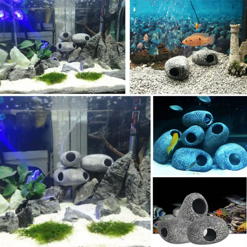 Ornement accessoire aquarium grotte en céramique pour poissons