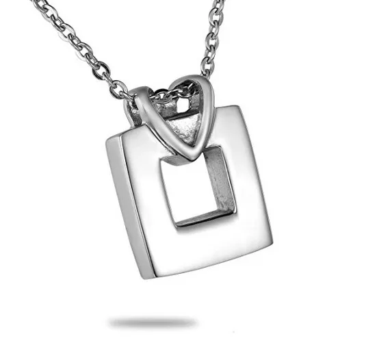 Wholesale custom-made stainless steel simple square urn necklace can open perfume bottle funeral cremation ashes jewelry pendant