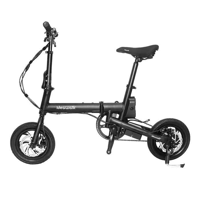Ideawalk F1 36 V 250 W Fırçasız Motor 12 Inç Siyah Katlanabilir Elektrikli Bisiklet 25 km / saat 60 KM Mil