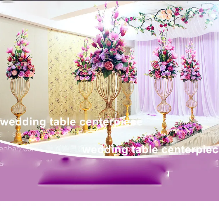 高新！ゴールドの結婚式の床の花のスタンド/背の高いものと大きな花の花瓶/テーブルセンターピースBest0052