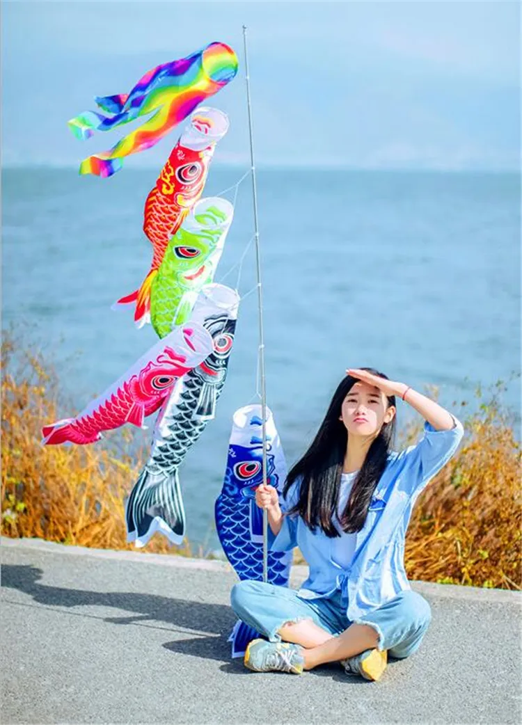 New Fish Wind Streamer per le decorazioni della festa nuziale Stile giapponese Carp Winds Sock Flag Poliestere Windsock Koinobori Banner