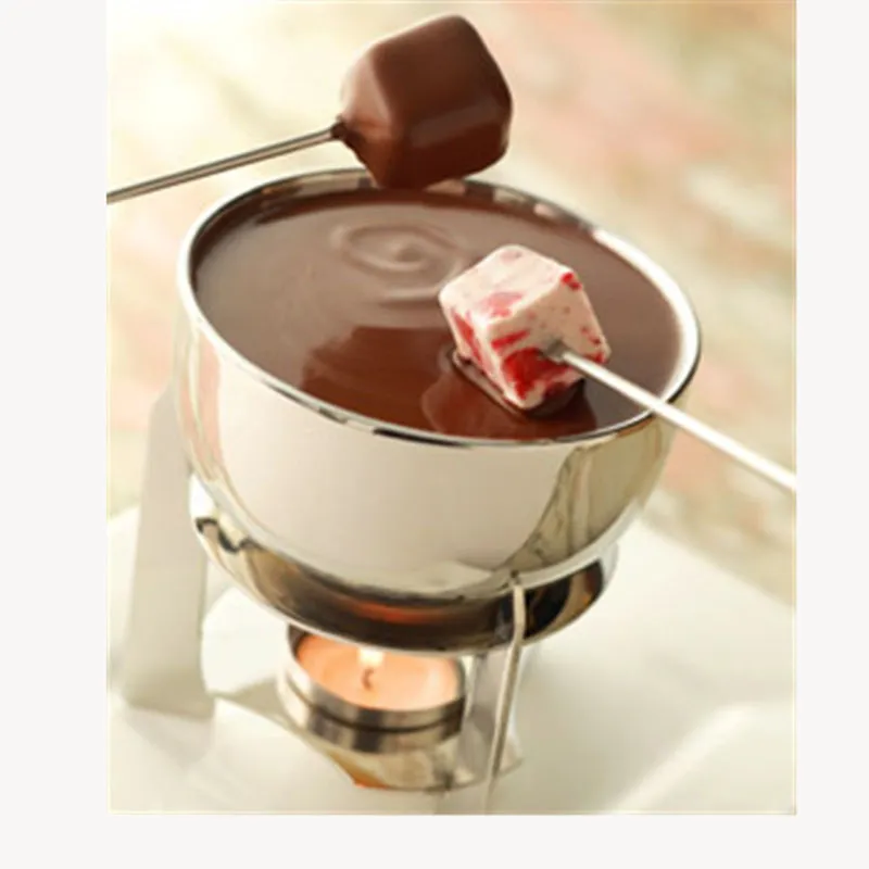 Nouveau Design 12 pièces outils de trempage pour fondue au chocolat fourchettes à fruits en acier inoxydable poignées courtes buffet fontaine fromage crème glacée bâtons de guimauve