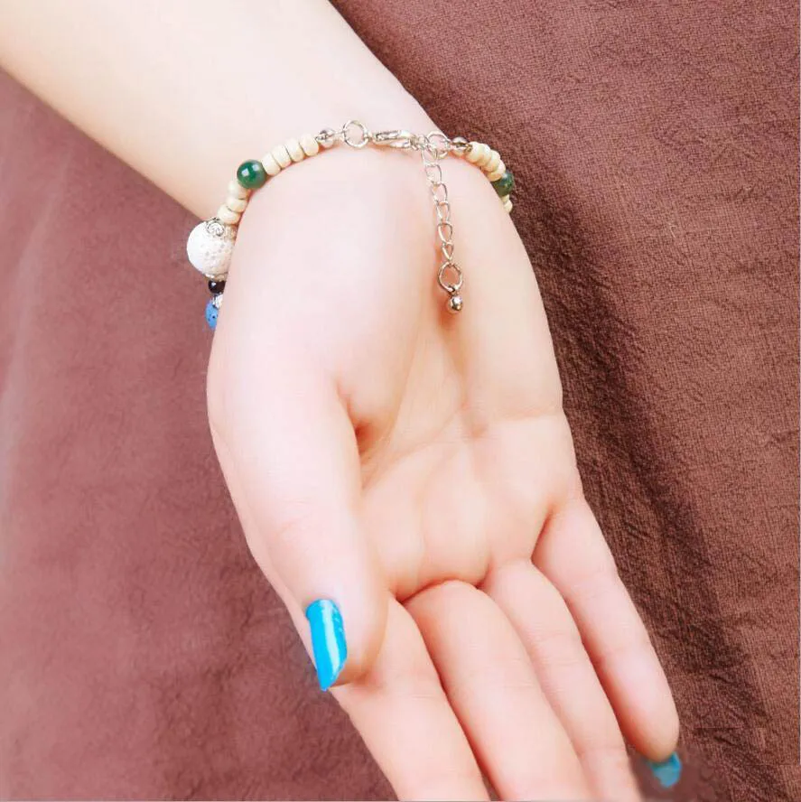 Mode Gekleurd Natuurlijke Lava Stone Kralen Armband Parfum Essentiële Olie Diffuser Armband Star Charms Accessoires Sieraden Dames