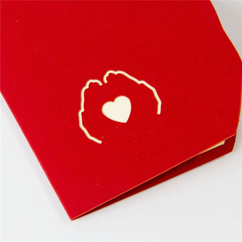 عيد الحب هدية عيد الحب في اليد 3D المنبثقة بطاقات المعايدة بطاقة بريدية مطابقة مغلف ليزر قطع بطاقة بريدية ZA5651