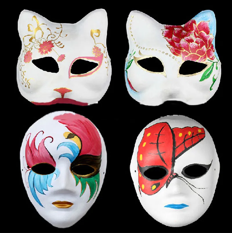 DIY Kids Masks Children Hand-painted Pulp Masks Facebook Mask Draw your own Mask For Party Cosplay Decoration
