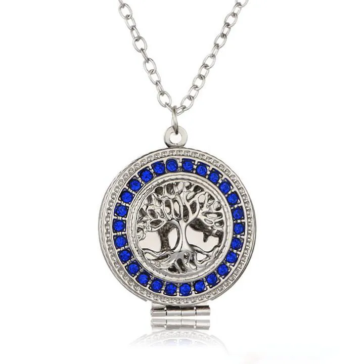 Arbre de Vie Pendentif Aromathérapie Huile Essentielle Diffuseur Colliers Femmes Mode Cristal Creux Médaillons Cage Pendentifs Fine Jewelry