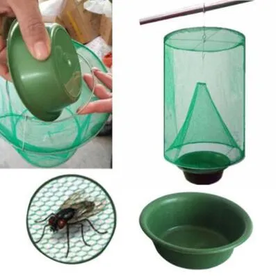 Fly Kill Pest Control Trap Tools Reusable Hanging Fly Catcher Killer Flytrap Zapper Cage Net Trap Garden Tillbehör Killer-Flies CCA9970 50PCs