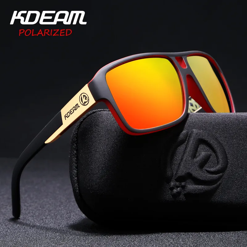 KDEAM Polaroid Goggles Men Sport eyewear With Hard case Square Sunglasses women Brand Driving Polarized Glasses Outdoor KD520