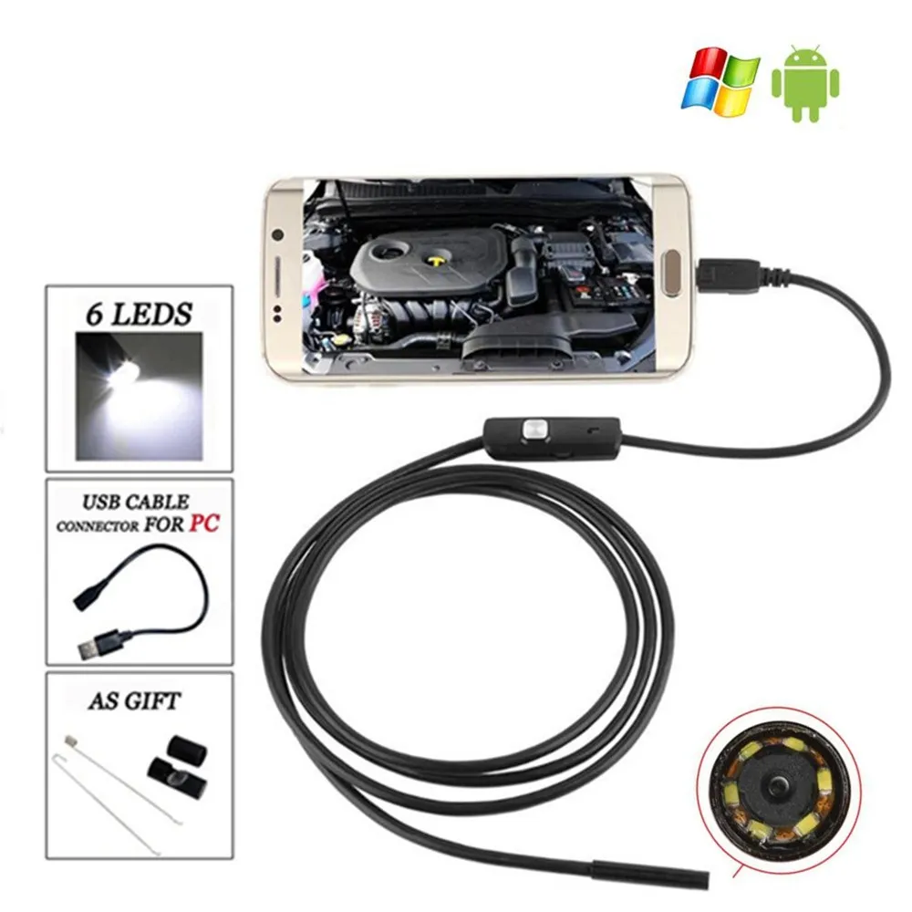 5.5mm endoscope camera USB android endoscope Waterproof 6 LED Borescope Inspection Camera Endoscope For Android PC